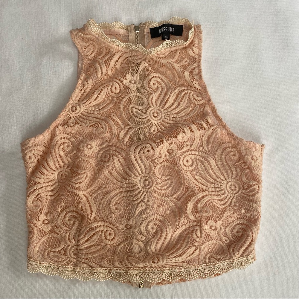 Missguided Lace Fitted Cropped Tank Top Size 10